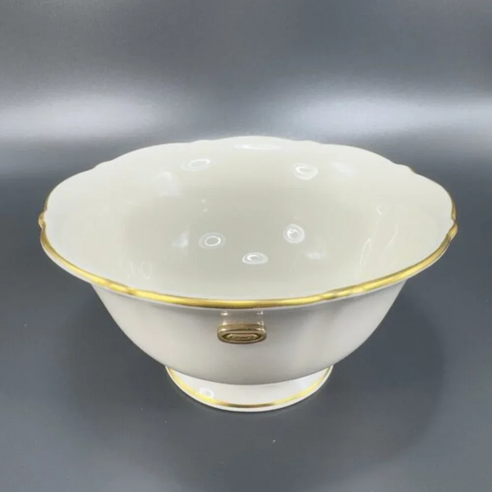 Pickard RICHMOND Footes‎ Ivory Porcelain Dish Bowl Gold Trim Kraft Medallion USA